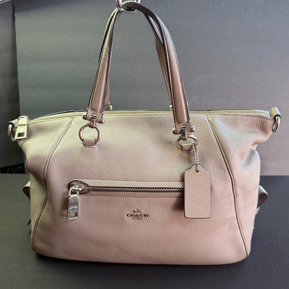 Coach 37934 Primrose Satchel Taupe Pebble Leather Medium Handbag Office Chic Bag